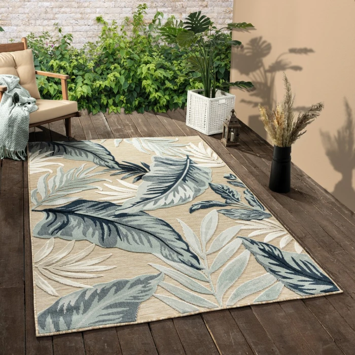 LR Home Veranda 82102 Natural Blue 5'0" X 7'0 Rect. Rug