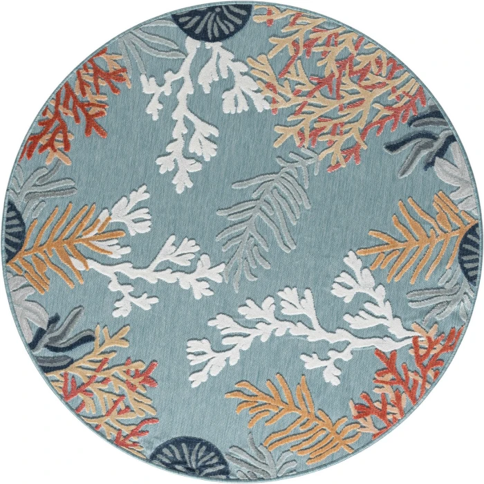 LR Home Veranda Blue VERND 7ft.6in. Round Rug