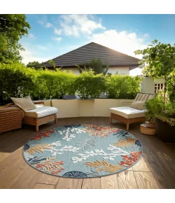 LR Home Veranda Blue VERND 7ft.6in. Round Rug
