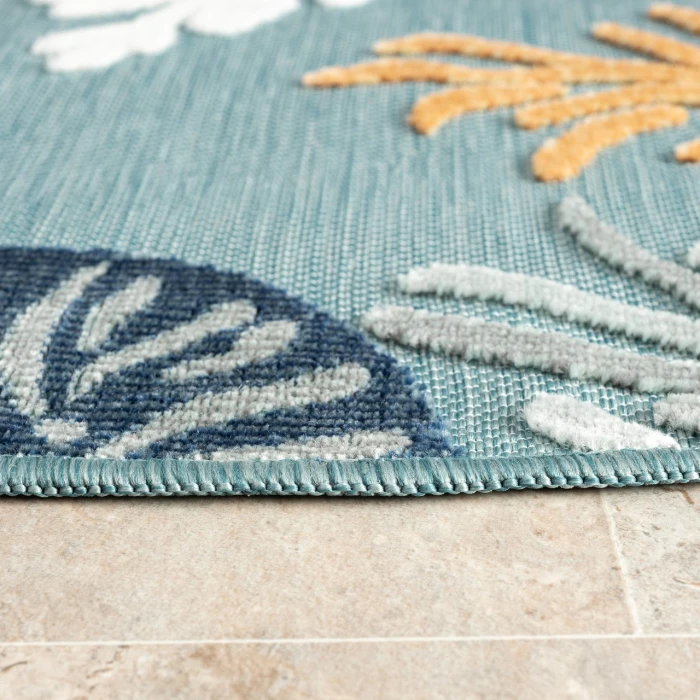 LR Home Veranda Blue VERND 7ft.6in. Round Rug