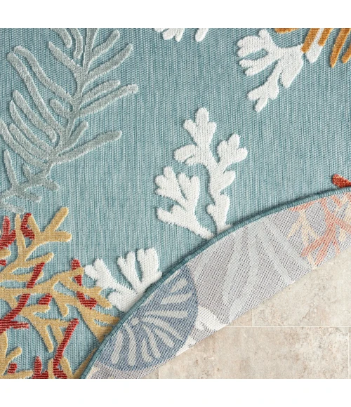 LR Home Veranda Blue VERND 7ft.6in. Round Rug