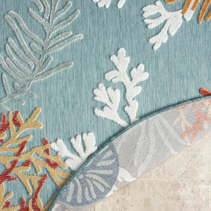 LR Home Veranda Blue VERND 7ft.6in. Round Rug