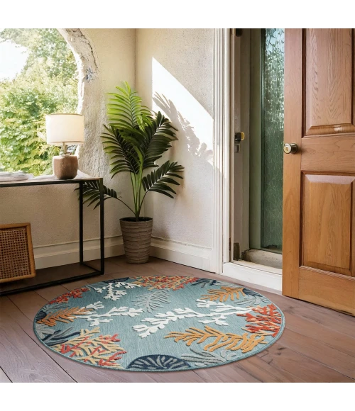 LR Home Veranda Blue VERND 7ft.6in. Round Rug