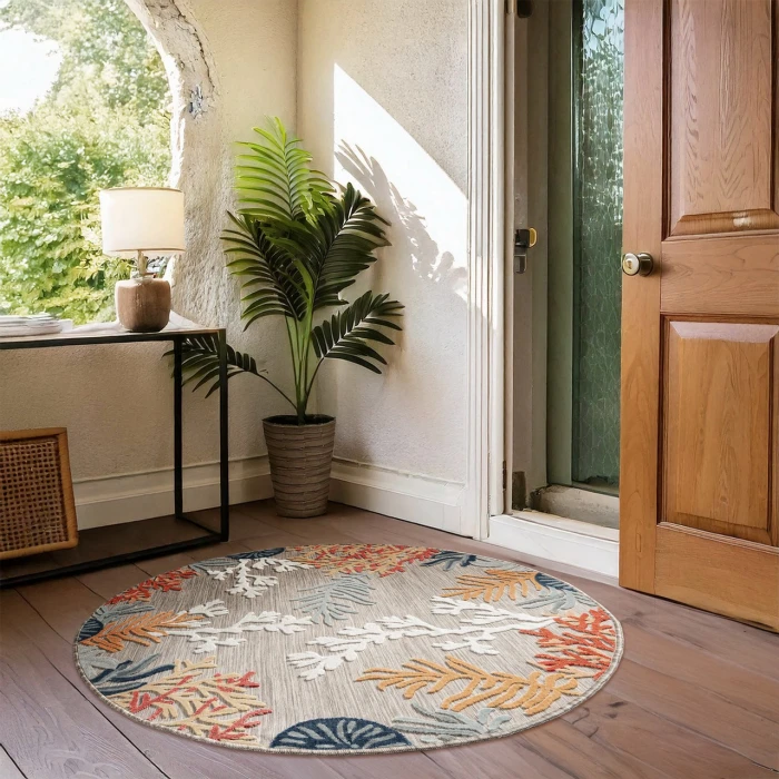 LR Home Veranda Beige VERND 7ft.6in. Round Rug