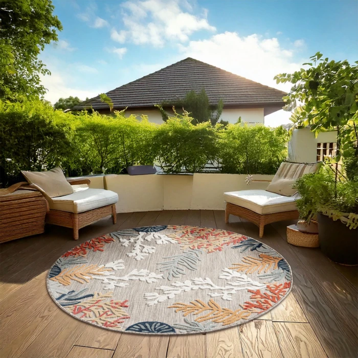 LR Home Veranda Beige VERND 7ft.6in. Round Rug