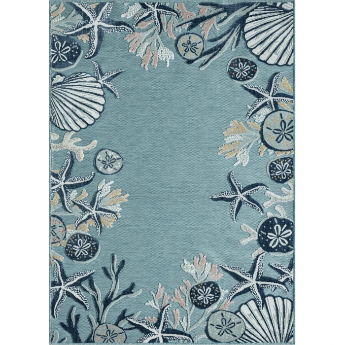 LR Home Veranda Blue VERND 5ft. x 7ft. Rectangle Rug