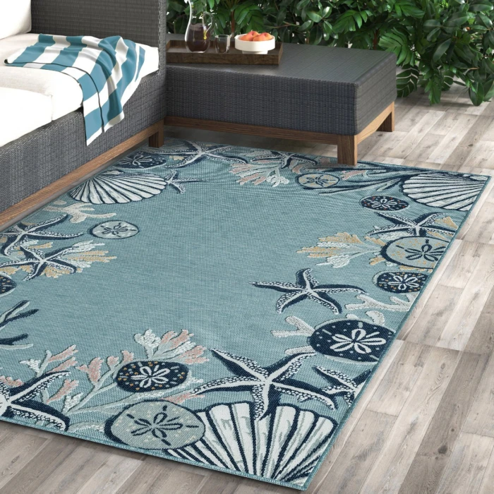 LR Home Veranda Blue VERND 5ft. x 7ft. Rectangle Rug