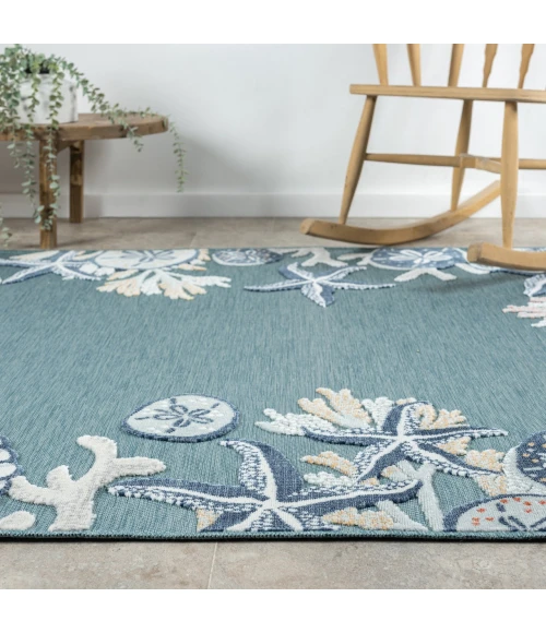 LR Home Veranda Blue VERND 5ft. x 7ft. Rectangle Rug
