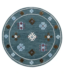 Valerie VIB-AJ Blue Area Rug 5 ft. Round
