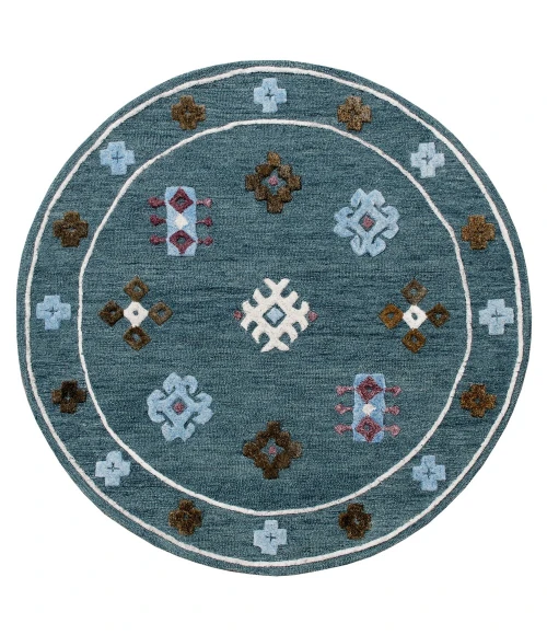 LR Home VIBRANCE 3562 Blue 5' Round Rug