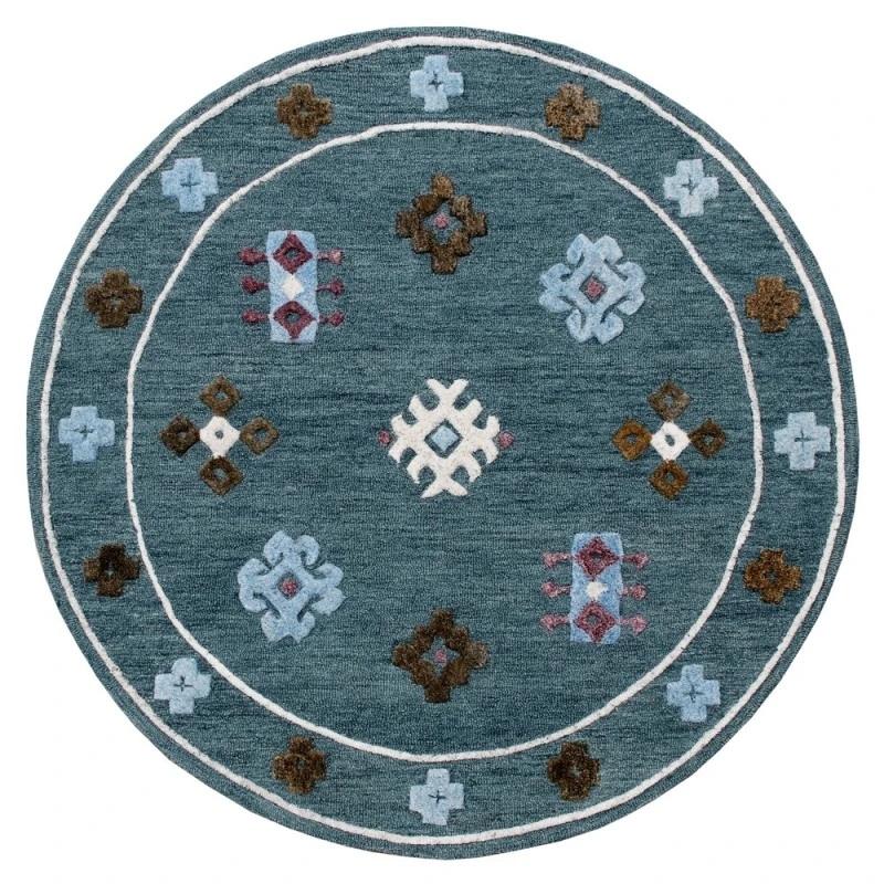 LR Home VIBRANCE 3562 Blue 7' X 7' Round Rug