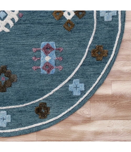 LR Home VIBRANCE 3562 Blue 5' Round Rug