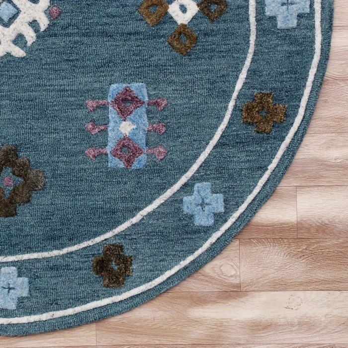Rugs Town 3562 Blue 5' Round Rug