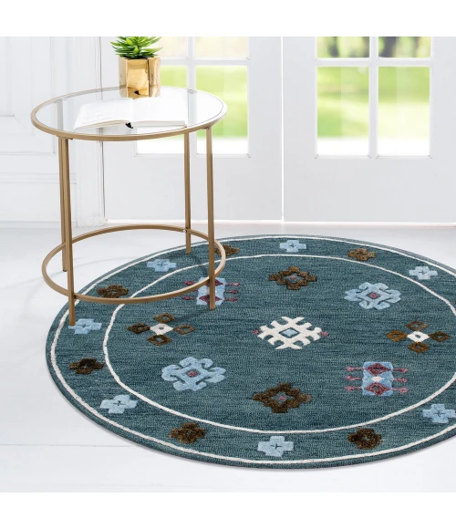 LR Home VIBRANCE 3562 Blue 5' Round Rug