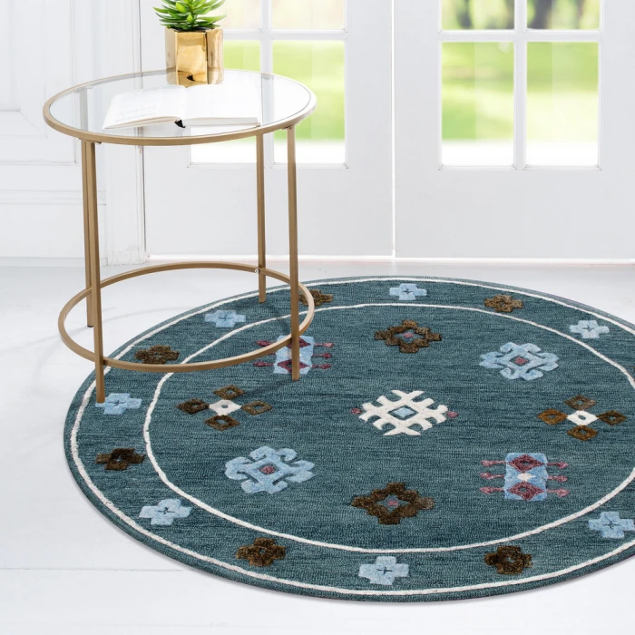 Rugs Town 3562 Blue 5' Round Rug