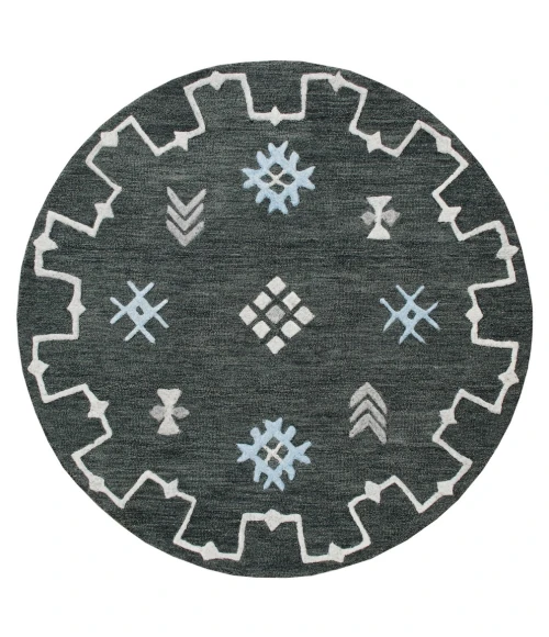 LR Home VIBRANCE 3563 Charcoal 5' Round Rug