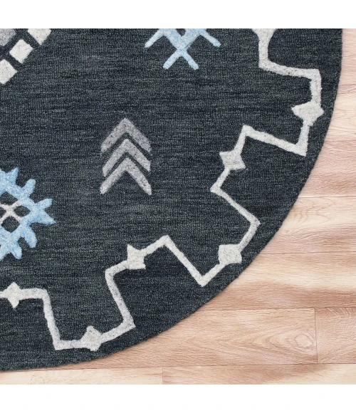 LR Home VIBRANCE 3563 Charcoal 5' Round Rug