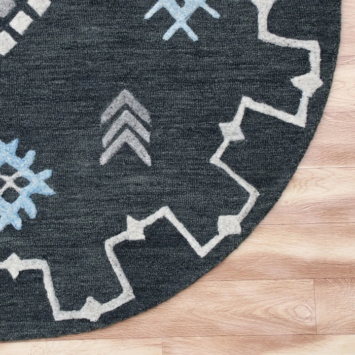 Rugs Town 3563 Charcoal 5' Round Rug