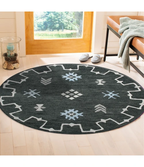 LR Home VIBRANCE 3563 Charcoal 5' Round Rug