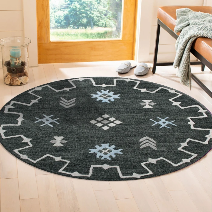 Rugs Town 3563 Charcoal 5' Round Rug