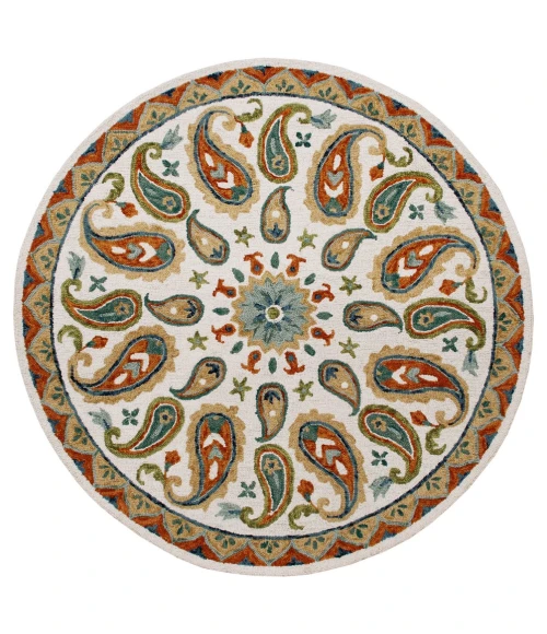 LR Home VIBRANCE 3565 Ivory/ Multi 7' X 7' Round Rug