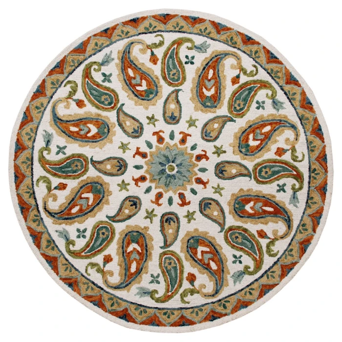 Rugs Town 3565 Ivory/ Multi 7' X 7' Round Rug