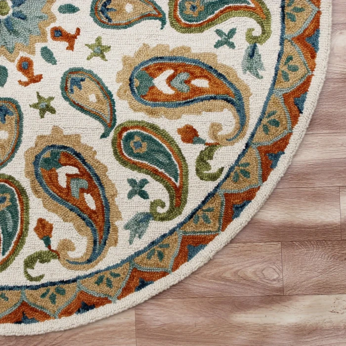Rugs Town 3565 Ivory/ Multi 7' X 7' Round Rug