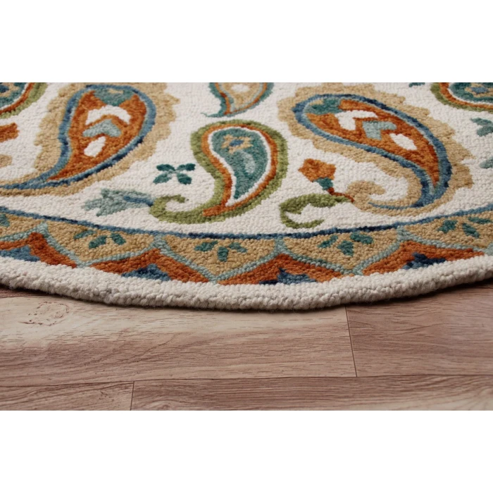 Rugs Town 3565 Ivory/ Multi 7' X 7' Round Rug