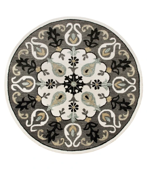 LR Home VIBRANCE 3566 Beige/ Gray 7' X 7' Round Rug