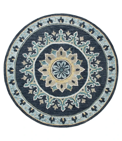 LR Home VIBRANCE 3569 Blue 7' X 7' Round Rug