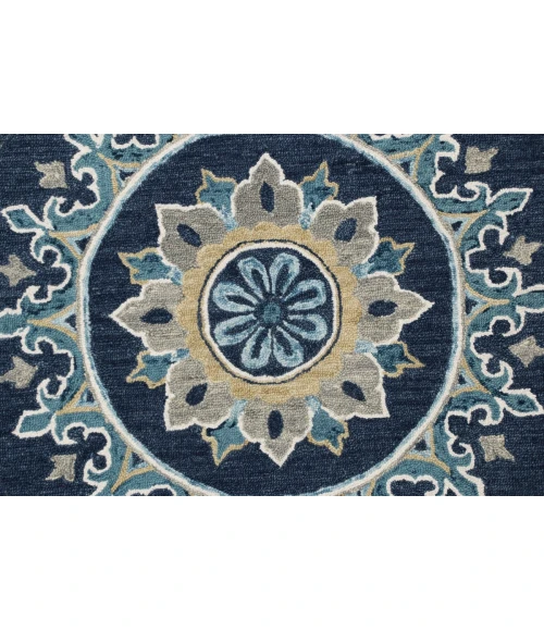 LR Home VIBRANCE 3569 Blue 5' Round Rug