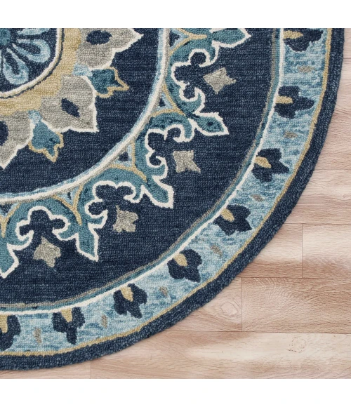 LR Home VIBRANCE 3569 Blue 5' Round Rug