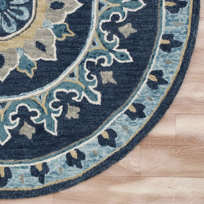 LR Home VIBRANCE 3569 Blue 5' Round Rug