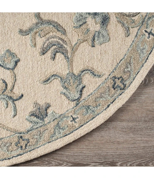 LR Home VICTORIAN 81581 Ivory 4'-10" X 4'-10" Round Rug