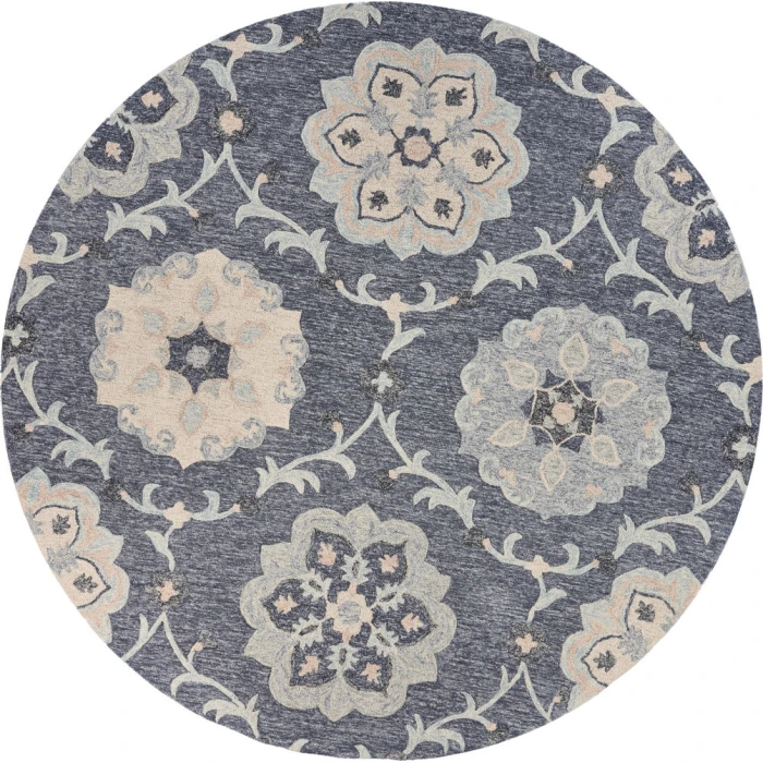 LR Home VICTORIAN 81582 Gray 7'-3" X 7'-3 Round Rug