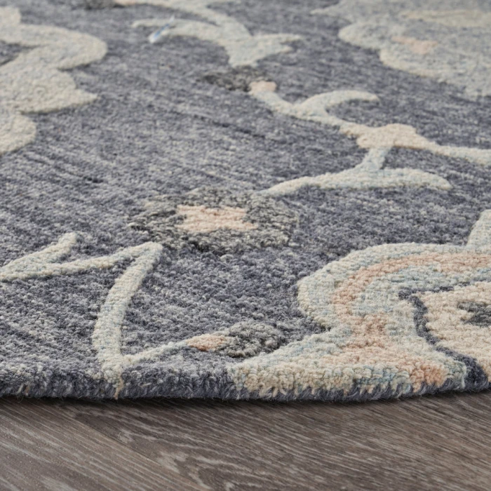 LR Home VICTORIAN 81582 Gray 7'-3" X 7'-3 Round Rug