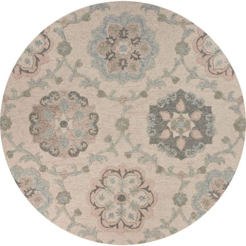 Rugs Town 81584 Ivory 4'-10" X 4'-10" Round Rug
