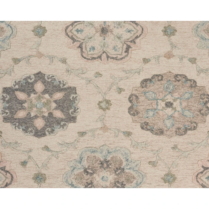 LR Home VICTORIAN 81584 Ivory 7'-3" X 7'-3 Round Rug
