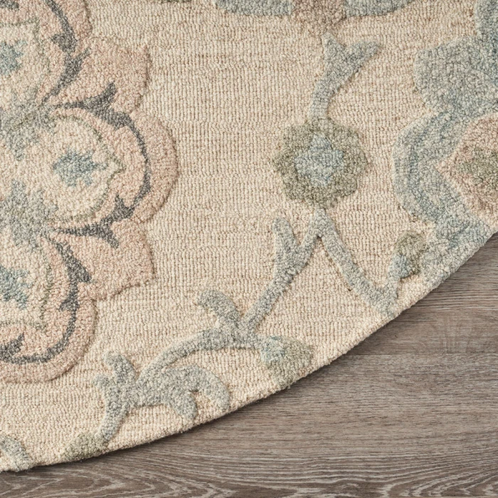 LR Home VICTORIAN 81584 Ivory 7'-3" X 7'-3 Round Rug