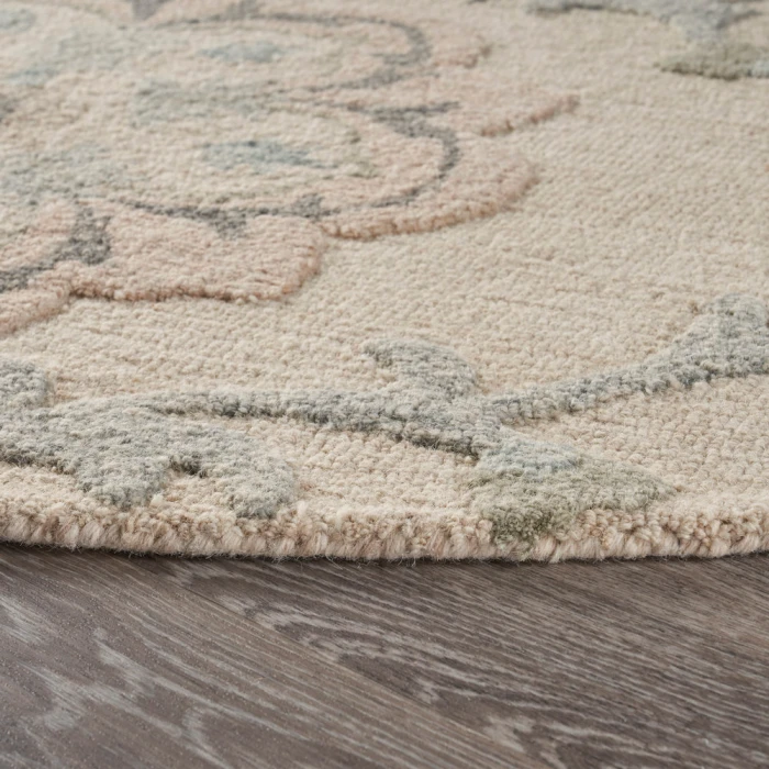 LR Home VICTORIAN 81584 Ivory 7'-3" X 7'-3 Round Rug