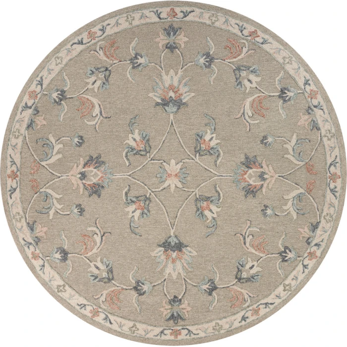 LR Home VICTORIAN 81585 Silver 7'-3" X 7'-3 Round Rug