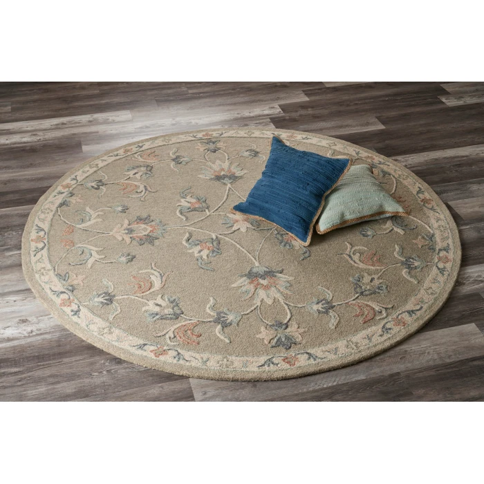 LR Home VICTORIAN 81585 Silver 7'-3" X 7'-3 Round Rug