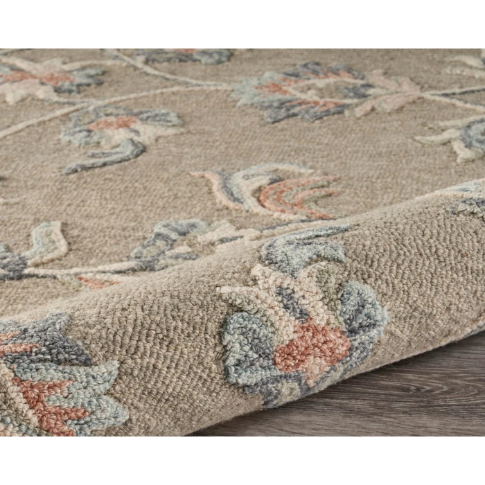 LR Home VICTORIAN 81585 Silver 7'-3" X 7'-3 Round Rug
