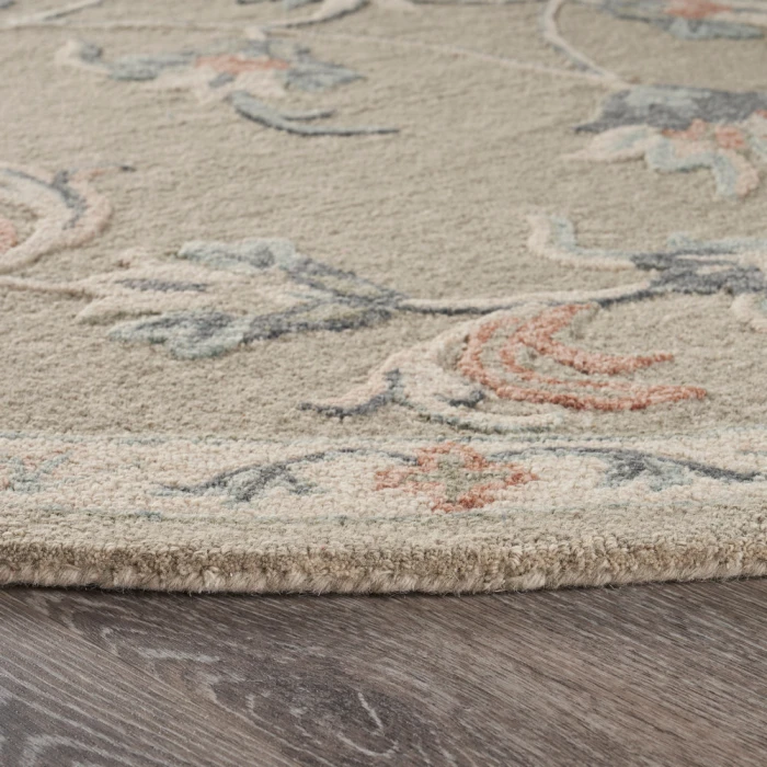 LR Home VICTORIAN 81585 Silver 7'-3" X 7'-3 Round Rug