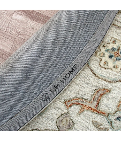 LR Home Vintage Cream/Taupe/Blue 81921 8 ft. 6 in. Round Rug