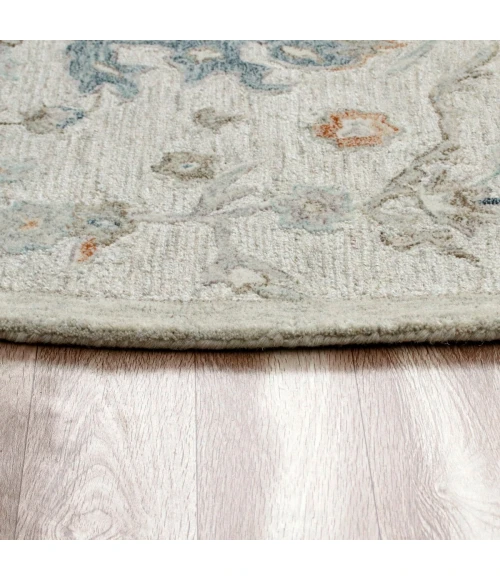 LR Home Vintage Cream/Taupe/Blue 81921 8 ft. 6 in. Round Rug