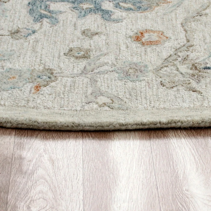LR Home Vintage Cream/Taupe/Blue 81921 8 ft. 6 in. Round Rug