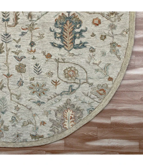 LR Home Vintage Cream/Taupe/Blue 81921 8 ft. 6 in. Round Rug