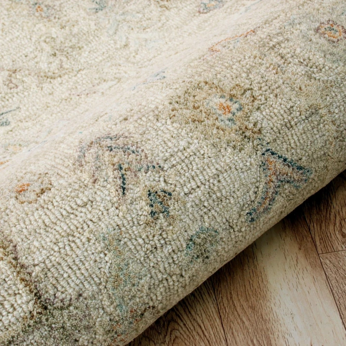 LR Home Vintage Cream/Taupe/Blue 81921 8 ft. 6 in. Round Rug