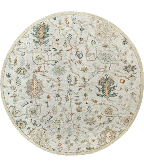 LR Home Vintage Cream/Taupe/Blue 81921 8 ft. 6 in. Round Rug